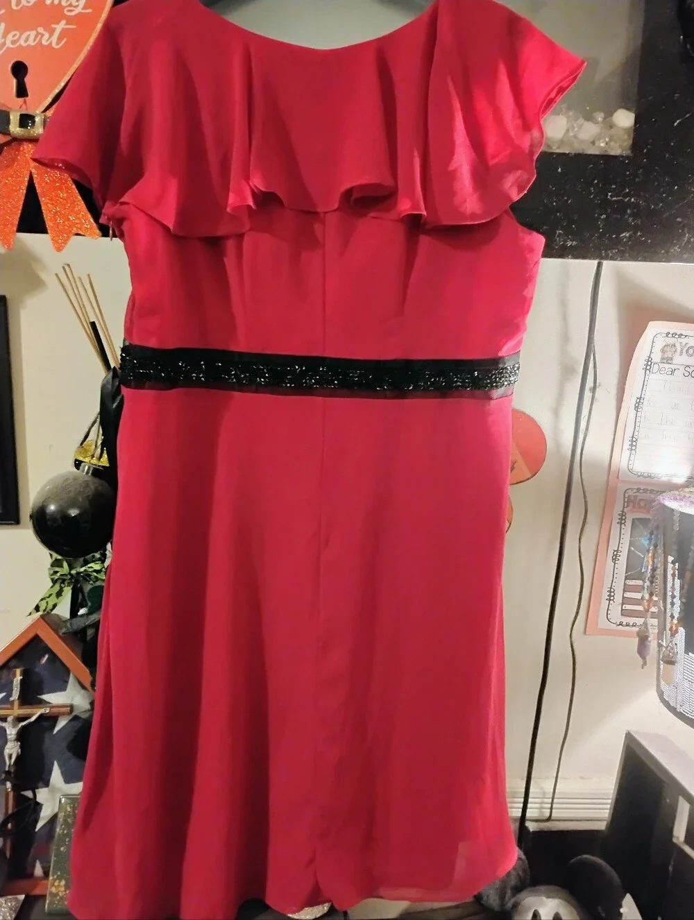 Women's New Plus Size Magenta Pink And Black Mossimo Ruffle Dress U.S. Size 20 - Picture 2 of 3
